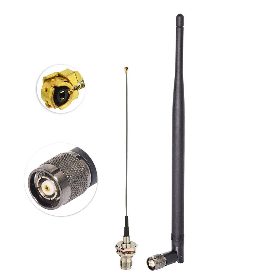 WiFi 2.4Ghz 7dBi RP-TNC Omni Antenna,15cm IPX IPEX U.FL to RP-TNC Cable - Image 1 of 4