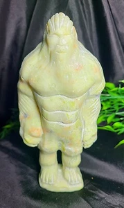 Rare 6.3"  1.4lb  558g Green Jade Bigfoot Sasquatch Stone Crystal Carving Statue - Picture 1 of 10