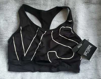 VICTORIA'S SECRET SPORT VS LOGO RACERBACK SPORTS top BRA talla XS gym yoga negro Foto 1 de 3