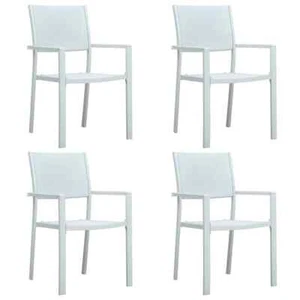 vidaXL Garden Chairs 4 pcs White Plastic Rattan Look NEW - Picture 1 of 9