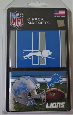 TWO (2) DETROIT LIONS 2" X 3"  METAL MAGNETS FROM WINCRAFT Cover