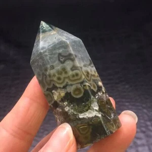 Natural Ocean Jasper Druzy Tower Crystal Point Quartz Wand Healing Decoration - Picture 1 of 14