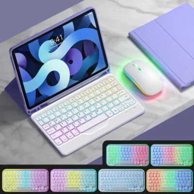 Backlit Keyboard Mouse Case Cover For iPad 5/6/7/8/9/10th 10.9 Air 4 5th Pro 11 - Image 1 of 4