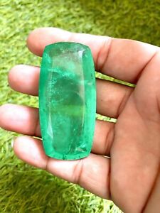 Natural Faceted Emerald Doublet Quartz 55X40X15 mm Oval Gemstone Ruzengems.in