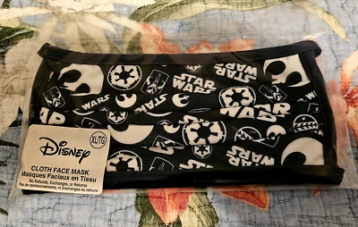 NWT Disney Parks Star Wars Logo Pattern Navy Cloth Face Mask Size XLarge SEALED - Image 1 of 4