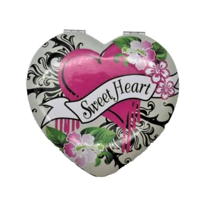 Sweet Heart Compact Double Mirrror Vintage Tattoo Rockabilly Theme - Picture 1 of 3