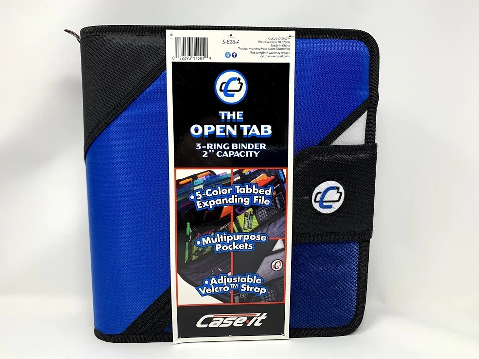 Case-It "The Open Tab" 2" 3-Ring Binder w/ 5-Subjects - Blue & Steel Gray