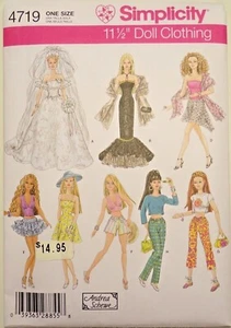 11-1/2 Inch Fashion Doll Clothes Pattern Simplicity 4719 NIP - Picture 1 of 2