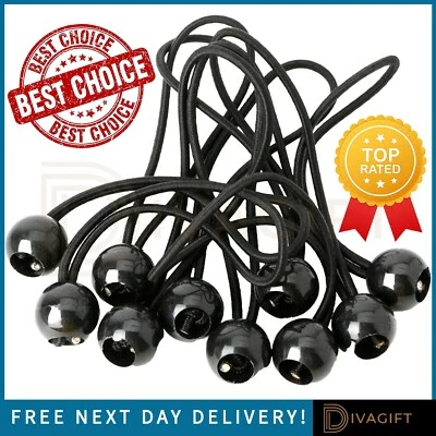 BUNGEE BALLS ELASTIC CORD BLACK SHOCK CORDS TIES TARP TENT CANOPY TARPAULIN 6" - Image 1 of 4