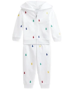 ¡Nuevo! POLO RALPH LAUREN Bebé Niños ~12 Meses~ Conjunto de 2 Piezas Sudadera con Capucha y Pantalones de Algodón - Imagen 1 de 2