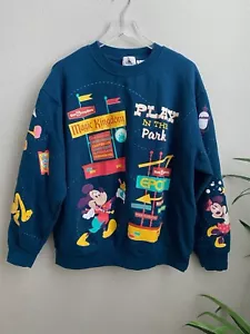 Disney Mickey & Friends Play In The Park Crew Neck Pullover Sweatshirt Sz Large - Picture 1 of 9