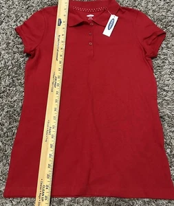 Old Navy Girls Size XL 14 Red Short Sleeve Uniform Pique Polo Shirt NWT - Picture 1 of 4