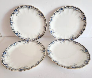 Seltene Mikasa Hayworth AH001 Essteller 10 3/4" Blau Blumen Goldrand 4er Set - Bild 1 von 8
