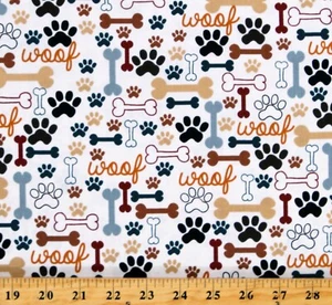 Cotton Dogs Pets Paw Prints Animals Cotton Fabric Print by the Yard D693.48 - Picture 1 of 1