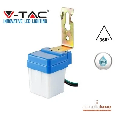 V-TAC SENSORE FOTOCELLULA CREPUSCOLARE VT8019 IP44 PER LAMPADE COPERTURA 360° - Immagine 1 di 3