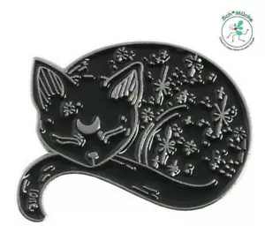 Anstecker Katze Sternenhimmel Nachthimmel Mondsichel Sternbild Glücksbringer - Bild 1 von 1