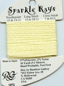 Rainbow Gallery Sparkle Rays SR50 Pale Yellow Metallic 2mm Wide Ribbon 10Yds - Picture 1 of 1