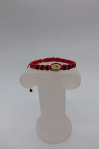 Virgin Guadalupe red cord black stones bracelet macrame - Picture 1 of 6