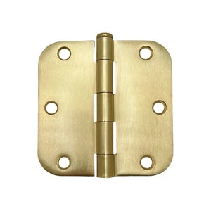 21 Pack Satin Brass 3.5" x 3.5" 5/8 Radius Round Corner Interior Door Hinges - Picture 1 of 3