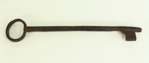 =Antique 18th C. Large Skeleton Key Hand Wrought Iron for Gate Strong Door Chest Cover
