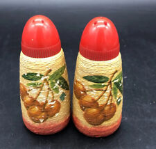 Vintage  Glass RED Cherry Cherries Bullet Shaped Salt and Pepper Shakers