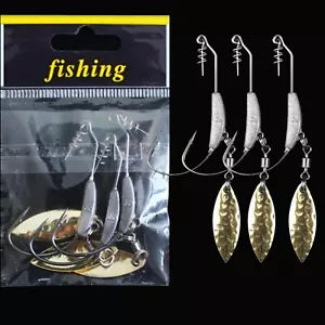 9PCS Barbed Head Fishing Hooks Crank Hooks with Spoon Worm Hook Fishing Spinner - Picture 1 of 6