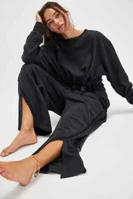 Pantalones de salón Intimately Free People Chill Beat negros lavados bolsillo ajustado S NUEVO Foto 1 de 4