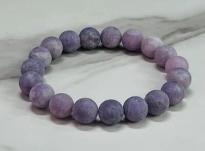 Beaded Bracelet in Purple Lepidolite Gemstone Handmade, Women's or Men's, Unisex - Picture 1 of 1