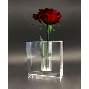 Vintage Crystal Block Form Vase Square France Art Deco 1930's Mid-Century Modern - Picture 1 of 7
