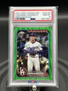 2024 Topps Chrome Update Yoshinobu Yamamoto Green Raywave /99 PSA 10 RC #USC108 - Picture 1 of 2