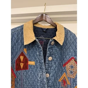 Chaqueta Denim Acolchada Baccini Apliques Birdhouse Cuello Pana Talla 18 - Imagen 1 de 12