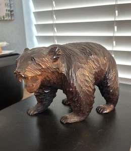 Vintage Wooden Carved Bear Figurine from Japan - Picture 1 of 5