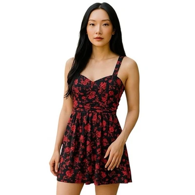 BOG Collections Babydoll Dress Large Floral Sleeveless Smocked Corset - Image 1 of 4