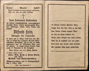 Sterbebild 2. WK Obergefr. der Luftwaffe gefallen 1946 wh. Saar - Bild 1 von 1