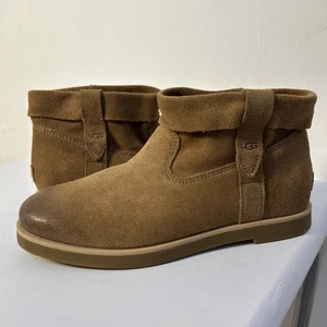 UGG Women's Josefene Cuff Boot Chestnut Brown Suede Zip Pull On Uk Size 4 - Picture 1 of 12