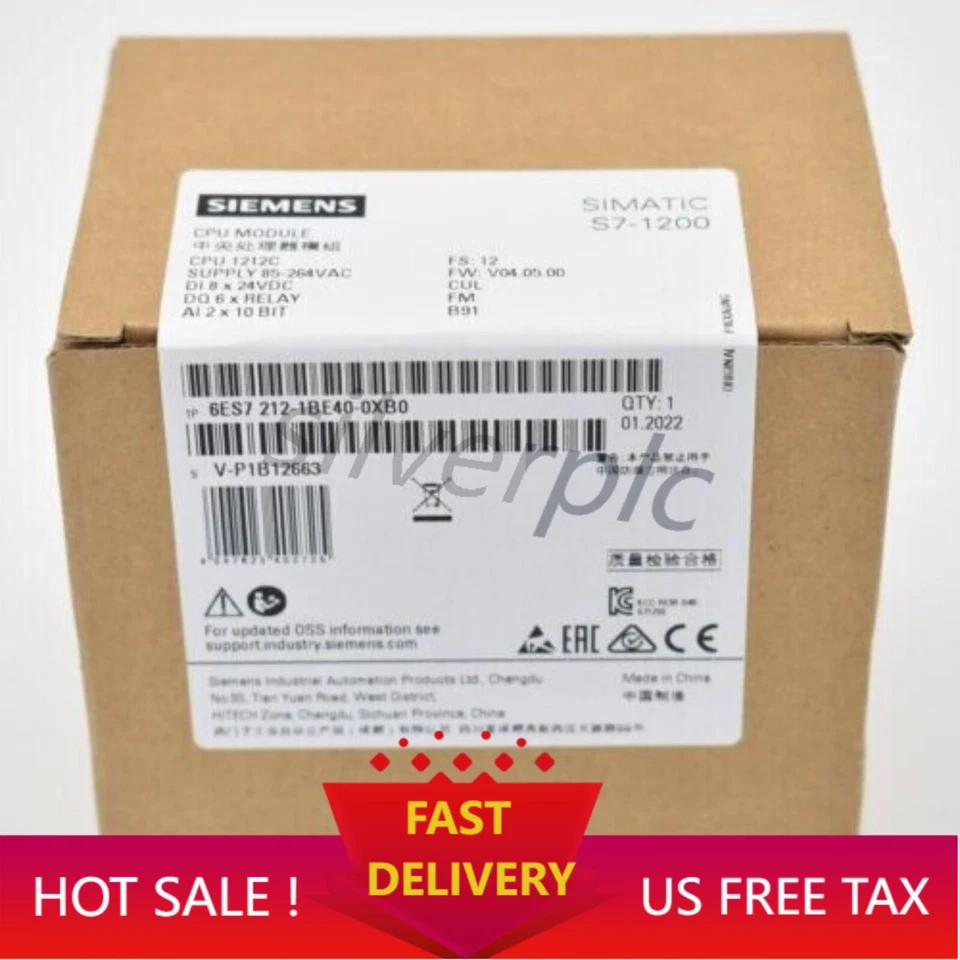 New Siemens 6ES7 212-1BE40-0XB0 6ES7212-1BE40-0XB0 SIMATIC S7-1200 CPU 1211C - Image 1 of 1