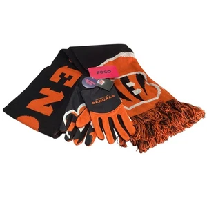 NFL Licensed Cincinnati Bengals Scarf and Texting Gloves Set Brand New With Tags - Picture 1 of 4