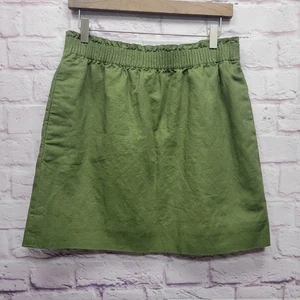Minifalda J Crew de lino y algodón para acera talla 10 verde té cintura elástica informal - Imagen 1 de 8