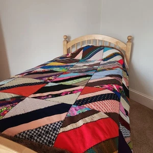 HANDGEMACHTE Crazy Quilt bunte Kunstfellunterlage Zuhause Bettwäsche Überwurf 72 x 60 - Bild 1 von 7