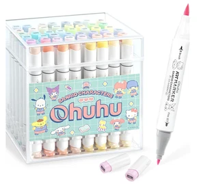 Ohuhu SANRIO Collaboration 48 Colors Pastel Marker Set Brush 1 Blender Pen - Picture 1 of 5