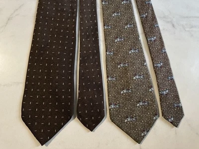 Lote de Dos Corbatas de Seda ARMANI & LONGCHAMP Marrón Hechas en Italia AUTÉNTICAS Foto 1 de 4