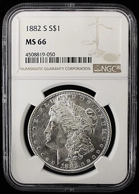 1882-S $1 US MORGAN SILVER DOLLAR - NGC MS 66 - Image 1 of 2