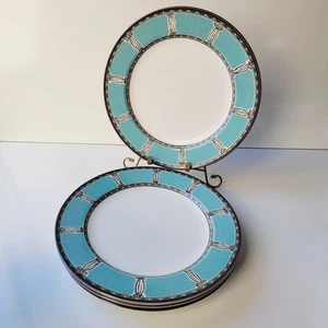 Mikasa Intaglio Roman Manor Dinner Plates – 11" – Set of 4 – Turquoise & Ivory - Picture 1 of 4