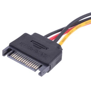 SATA TO IDE Power Cable 15 Pin SATA Male to Molex IDE 4 Pin Female Cable Ad^DB - Photo 1/12