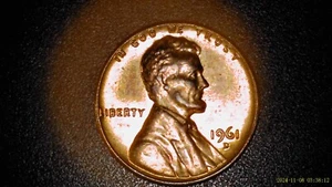 1961 d Lincoln cent - red - w/errors - rpm - L in Liberty on rim - ddr - Picture 1 of 15