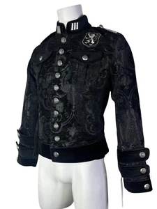 SHRINE GOTHIC ROYAL MARINE BLACK TAPESTRY JACKET MILITARY UNIFORM BAND STEAMPUNK - Picture 1 of 7