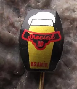 Vintage Branik Special B Czech Brewery Lager Beer Advertising Black Pin Badge - Picture 1 of 5