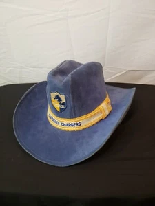 🔥🚨Vintage AJD San Diego Chargers 70s 80s Cowboy Hat Suede Rare!! EUC NFL - Picture 1 of 8