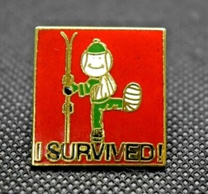 I Survived Ski Lapel Pin Vintage  - Picture 1 of 3