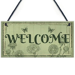 Welcome Sign Front Door Shed Garden SummerHouse Plaque Home Decor Friend Gift - Picture 1 of 9